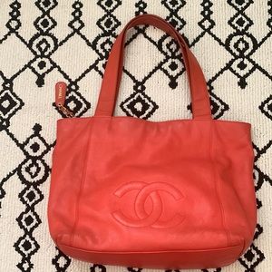 Vintage orange Chanel tote